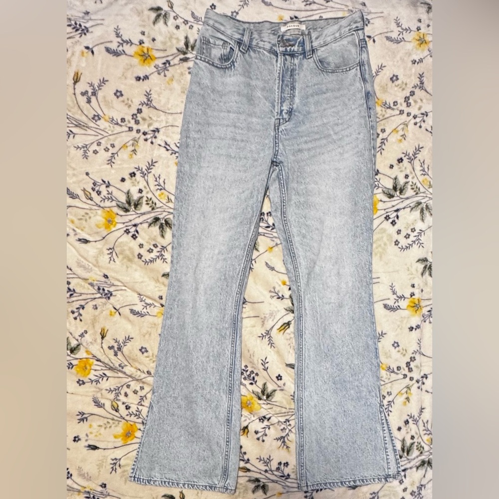 Pacsun Eco Light Blue Slit High Waisted Bootcut Jeans Size 28
